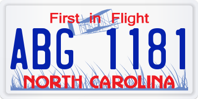 NC license plate ABG1181