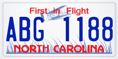 NC license plate ABG1188