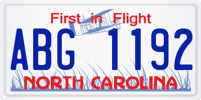 NC license plate ABG1192