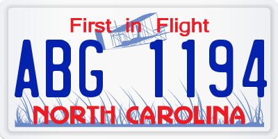 NC license plate ABG1194