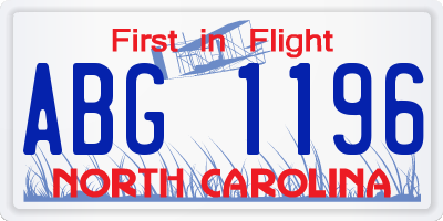 NC license plate ABG1196