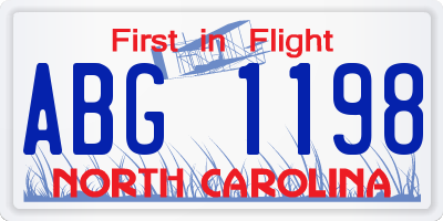 NC license plate ABG1198