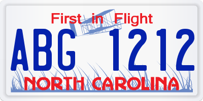 NC license plate ABG1212
