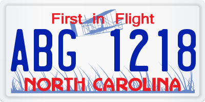 NC license plate ABG1218