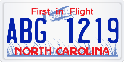 NC license plate ABG1219