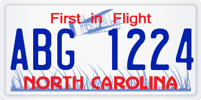 NC license plate ABG1224