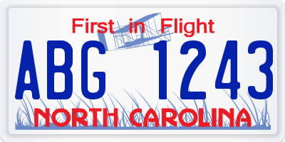 NC license plate ABG1243