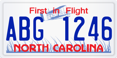 NC license plate ABG1246