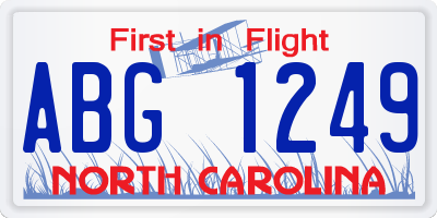 NC license plate ABG1249