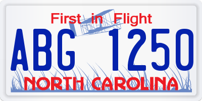 NC license plate ABG1250