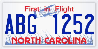 NC license plate ABG1252