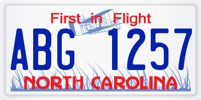 NC license plate ABG1257