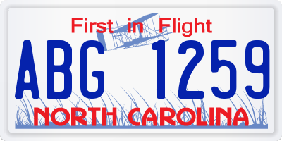 NC license plate ABG1259