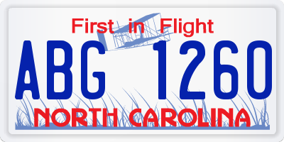 NC license plate ABG1260