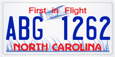 NC license plate ABG1262