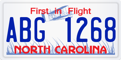 NC license plate ABG1268