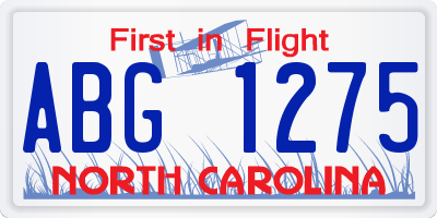 NC license plate ABG1275