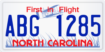 NC license plate ABG1285