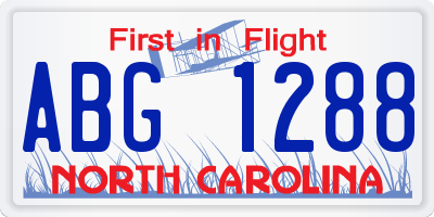 NC license plate ABG1288