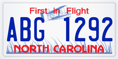 NC license plate ABG1292