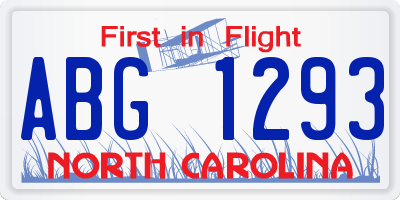 NC license plate ABG1293