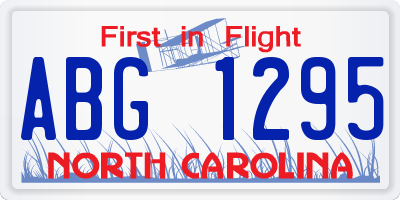 NC license plate ABG1295