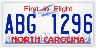 NC license plate ABG1296