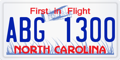 NC license plate ABG1300