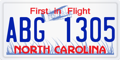 NC license plate ABG1305