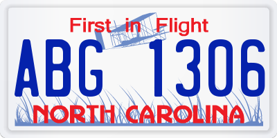 NC license plate ABG1306