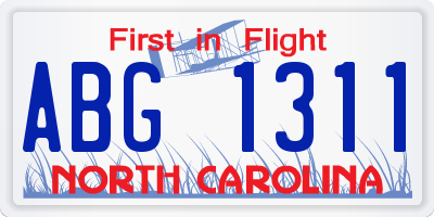 NC license plate ABG1311