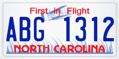 NC license plate ABG1312