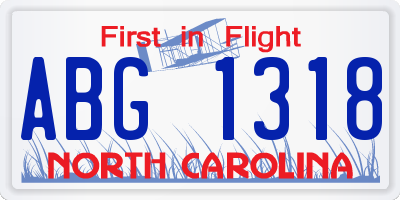 NC license plate ABG1318