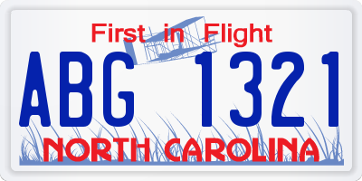 NC license plate ABG1321