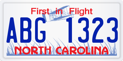 NC license plate ABG1323
