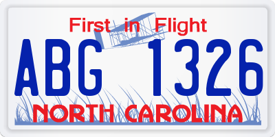 NC license plate ABG1326