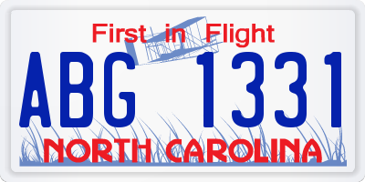 NC license plate ABG1331
