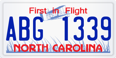 NC license plate ABG1339