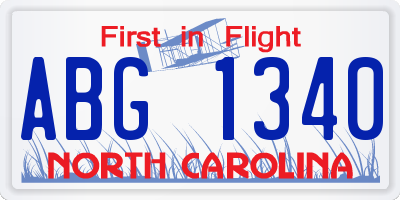 NC license plate ABG1340