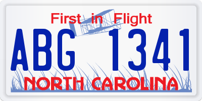 NC license plate ABG1341