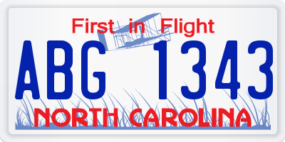 NC license plate ABG1343