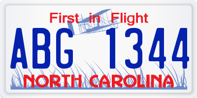 NC license plate ABG1344