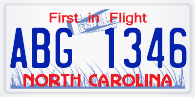 NC license plate ABG1346