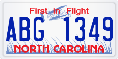 NC license plate ABG1349