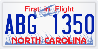 NC license plate ABG1350