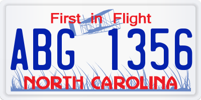 NC license plate ABG1356