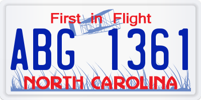 NC license plate ABG1361