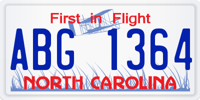 NC license plate ABG1364