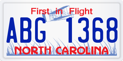 NC license plate ABG1368