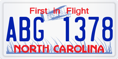NC license plate ABG1378